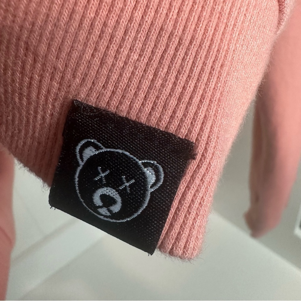 Civilized Clothing Hoodie Size Medium Embroidered Velvet Teddy Bear Pink Y2K - Picture 10 of 10